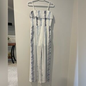 Hannah Banana Girls Embroidered Eyelet & Floral Ruffled Jumpsuit NWT!
